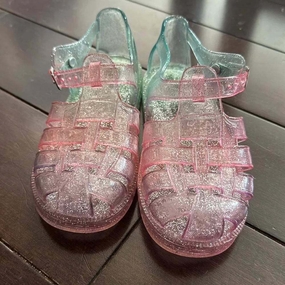 GAP little girls size 10 sparkle rainbow jelly sandal. Like new! - Picture 1 of 4